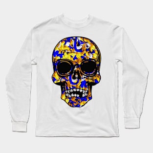 Gold and Blue Skull Long Sleeve T-Shirt